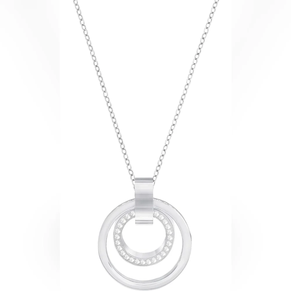 SWAROVSKI Crystal Medium White Hollow Rhodium-Plated Pendant - Picture 2 of 4